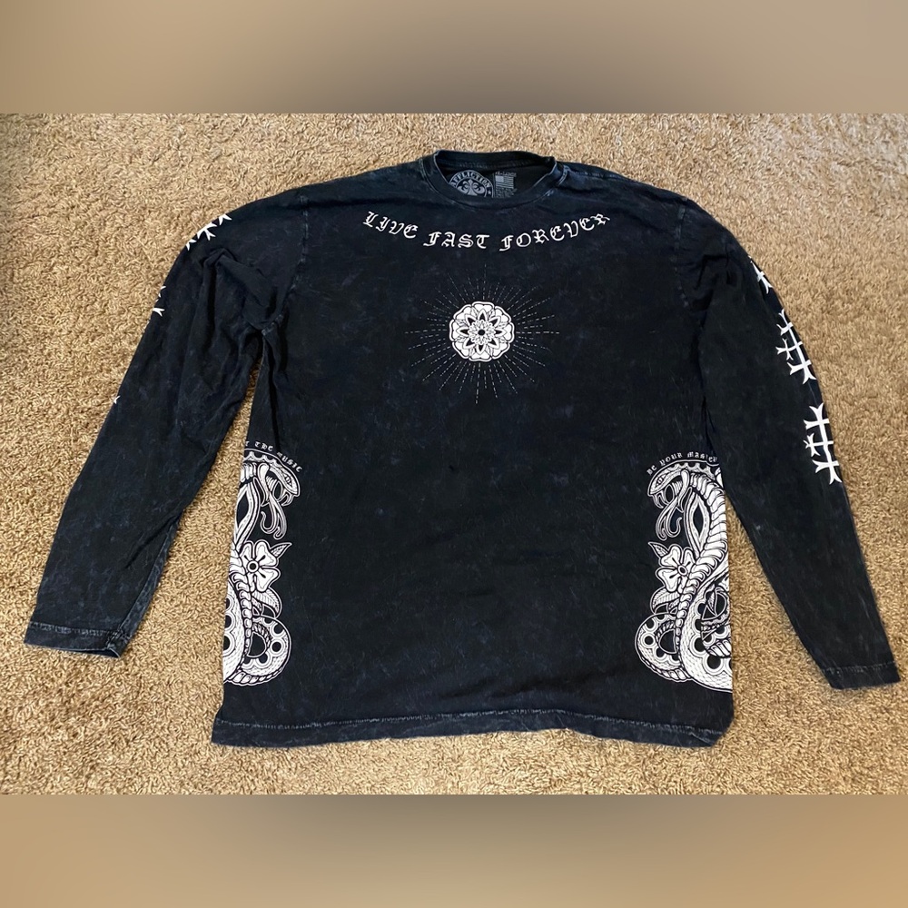 AFFLICTION Black Long Sleeve 3XL Shirt.